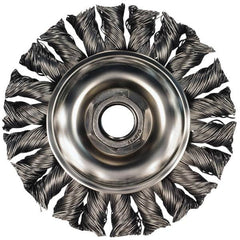 PFERD - 6" OD, 5/8-11 Arbor Hole, Knotted Stainless Steel Wheel Brush - 5/8" Face Width, 1-1/2" Trim Length, 0.023" Filament Diam, 9,000 RPM - Exact Tooling