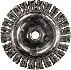 PFERD - 6" OD, 5/8-11 Arbor Hole, Knotted Stainless Steel Wheel Brush - 3/16" Face Width, 1-1/2" Trim Length, 0.02" Filament Diam, 12,500 RPM - Exact Tooling