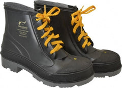 Dunlop Protective Footwear - Men's Size 6 Medium Width Steel Work Boot - Black, Polyurethane, PVC Upper, 6" High, Chemical Resistant, Non-Slip - Exact Tooling