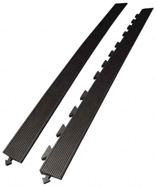 Wearwell - 5' Long x 3' Wide x 5/8" Thick, Anti-Fatigue Modular Matting Ramp Edge - Male, 1 Interlocking Side, Black, For Dry Areas, Series 502 - Exact Tooling