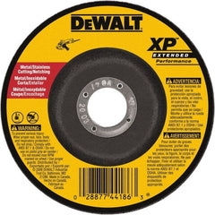 DeWALT - 24 Grit, 9" Wheel Diam, 3/32" Wheel Thickness, 7/8" Arbor Hole, Type 27 Depressed Center Wheel - Zirconia Alumina, Resinoid Bond, 6,600 Max RPM - Exact Tooling