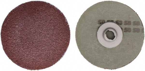Tru-Maxx - 3" Disc Diam, 50 Grit, Aluminum Oxide Quick Change Disc - Type S Attaching System, Coated, Maroon, Coarse Grade - Exact Tooling
