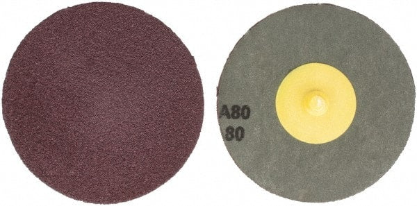 Tru-Maxx - 3" Disc Diam, 80 Grit, Aluminum Oxide Quick Change Disc - Type R Attaching System, Coated, Maroon, Medium Fine Grade - Exact Tooling