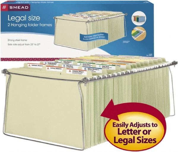 SMEAD - 9-1/2 x 14-1/2", Legal, Plain Steel, Hanging File Drawer Frames - Exact Tooling