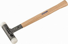 HALDER - 11 oz Head 1" Face Diam Nylon Dead Blow Hammer - 12" OAL, Hickory Handle - Exact Tooling