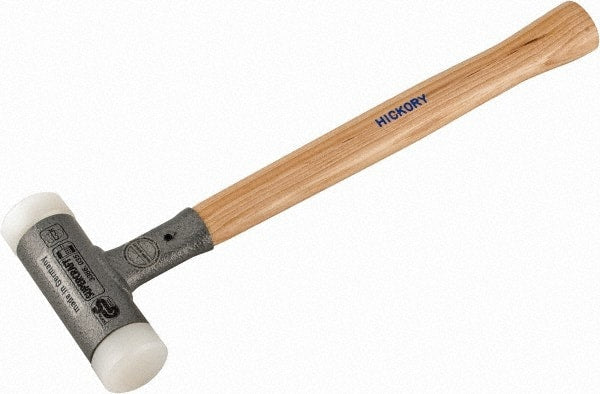 HALDER - 19 oz Head 1-3/8" Face Diam Steel Dead Blow Hammer - 13" OAL, Hickory Handle - Exact Tooling
