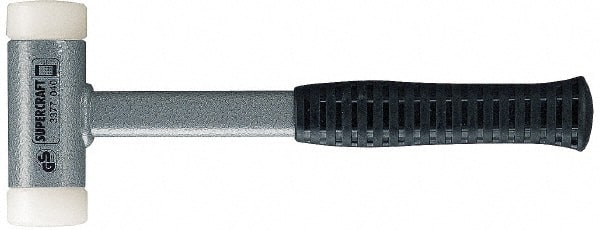 HALDER - 20 oz Head 1-3/16" Face Diam Nylon Dead Blow Hammer - 11-3/8" OAL, Steel Handle - Exact Tooling