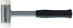 HALDER - 20 oz Head 1-3/16" Face Diam Nylon Dead Blow Hammer - 11-3/8" OAL, Steel Handle - Exact Tooling