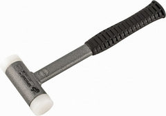 HALDER - 25 oz Head 1-3/8" Face Diam Nylon Dead Blow Hammer - 11-1/2" OAL, Steel Handle - Exact Tooling