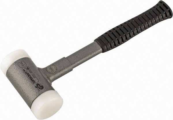 HALDER - 42 oz Head 2" Face Diam Nylon Dead Blow Hammer - 12-1/8" OAL, Steel Handle - Exact Tooling