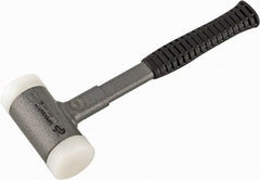 HALDER - 42 oz Head 2" Face Diam Nylon Dead Blow Hammer - 12-1/8" OAL, Steel Handle - Exact Tooling
