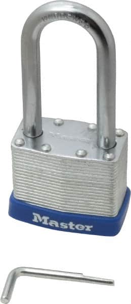 Master Lock - 2" Body Width, 2-1/4" Shackle Clearance, Laminated Steel Zinc Coating Combination Lock - 5/16" Shackle Diam, 15/16" Shackle Width - Exact Tooling
