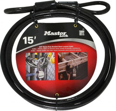 Master Lock - 15' Long Heavy Duty Cable - 3/8" Diam - Exact Tooling