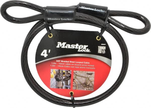 Master Lock - 4' Long Heavy Duty Cable - 3/8" Diam - Exact Tooling
