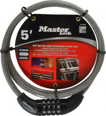 Master Lock - 5' Long Combination Cable Lock - 3/8" Diam - Exact Tooling