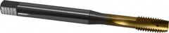OSG - M8x1.25 Metric Coarse, 3 Flute, TiN Finish, Vanadium High Speed Steel Spiral Point Tap - Plug Chamfer, Right Hand Thread, 90mm OAL, 1-1/8" Thread Length, 0.318" Shank Diam, 6H Class of Fit - Exact Tooling
