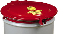 Justrite - 55 Gal, Steel Drum Cover - Hinged Self-Closing Drum Cover - Exact Tooling