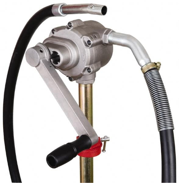 PRO-LUBE - Oil Lubrication 8 Strokes/Gal Flow Aluminum Rotary Hand Pump - For 15 to 55 Gal Container - Exact Tooling