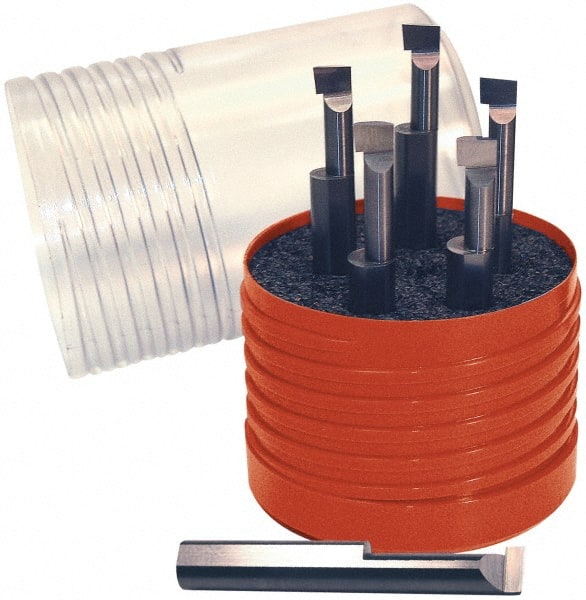 Accupro - 0.12 to 0.16" Min Diam, 0.4 to 3/4" Max Depth, 3/16" Shank Diam, 2" OAL Boring Bar Set - Micrograin Solid Carbide, 6 Piece Set - Exact Tooling