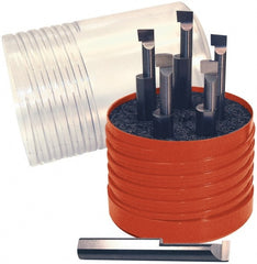 Accupro - 0.12 to 0.16" Min Diam, 0.4 to 3/4" Max Depth, 3/16" Shank Diam, 2" OAL Boring Bar Set - Micrograin Solid Carbide, 6 Piece Set - Exact Tooling