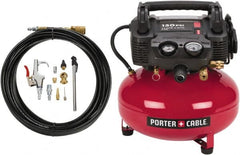 Porter-Cable - 0.8 hp, 2.6 CFM Hand Carry Pancake Compressor - 6 Gallon Tank, 10 Amp, 150 Max psi, 120V - Exact Tooling
