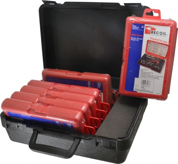 Recoil - 10 Inserts, 1/4-20 - 5/8-11 Internal Thread, 1/4-20, 5/16-18, 3/8-16, 7/16-14, 1/2-13, 5/8-11 UNC, Thread Repair Kit - Exact Tooling