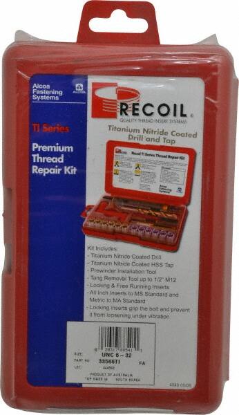 Recoil - 36 Inserts, #6-32, #6-32 UNC, Thread Repair Kit - 0.207" Insert Length - Exact Tooling