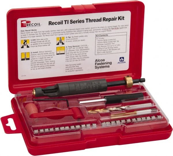 Recoil - 18 Inserts, M6x1.00, M6x1.00 Metric Coarse, Thread Repair Kit - 9mm Insert Length - Exact Tooling
