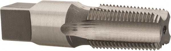 Reiff & Nestor - 3/8-18 PTF SAE Thread, 4 Flute Short Projection Standard Pipe Tap - 2-9/16" OAL, 1-1/16" Thread Length, 0.7" Shank Diam, Bright Finish, High Speed Steel - Exact Tooling