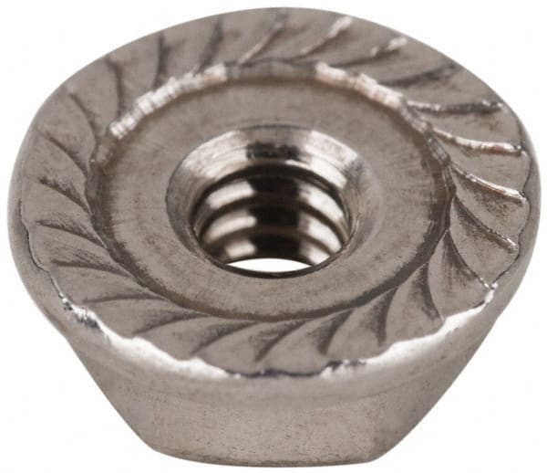 Value Collection - #6-32, 27/64" Flange Diam, Serrated Flange Nut - Grade 18-8 Stainless Steel, Uncoated Finish, 0.171" Flange Height - Exact Tooling