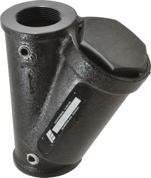 Flow Ezy Filters - 1-1/2 NPT Thread, 238 Micron, 6" Outside Diam, 7-1/2" Long, Stainless Steel Wire Cloth Media, Filter Assembly - Epoxy Coated Cast Iron - Exact Tooling