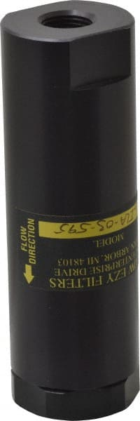 Flow Ezy Filters - 3/8 NPT Thread, 595 Micron, 1.6" Outside Diam, 4.9" Long, Stainless Steel Wire Cloth Media, Filter Assembly - Anodized Aluminum - Exact Tooling