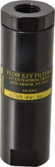 Flow Ezy Filters - 1/2 NPT Thread, 40 Micron, 1.6" Outside Diam, 4.9" Long, Stainless Steel Wire Cloth Media, Filter Assembly - Anodized Aluminum - Exact Tooling