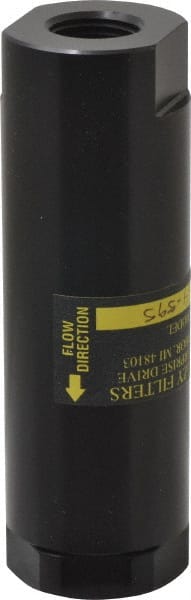 Flow Ezy Filters - 1/2 NPT Thread, 595 Micron, 1.6" Outside Diam, 4.9" Long, Stainless Steel Wire Cloth Media, Filter Assembly - Anodized Aluminum - Exact Tooling