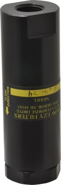 Flow Ezy Filters - 1/2 NPT Thread, 74 Micron, 1.6" Outside Diam, 4.9" Long, Stainless Steel Wire Cloth Media, Filter Assembly - Anodized Aluminum - Exact Tooling