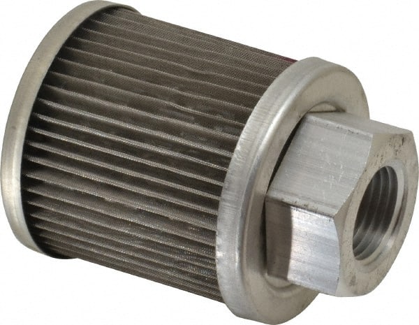 Flow Ezy Filters - 100 Mesh, 11 LPM, 3 GPM, 2.1" Diam, Female Suction Strainer without Bypass - 1/2 Port NPT, 2.7" Long - Exact Tooling