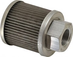 Flow Ezy Filters - 100 Mesh, 11 LPM, 3 GPM, 2.1" Diam, Female Suction Strainer without Bypass - 1/2 Port NPT, 2.7" Long - Exact Tooling