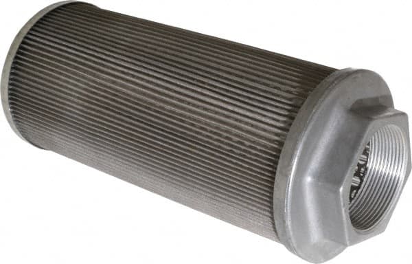 Flow Ezy Filters - 100 Mesh, 189 LPM, 50 GPM, 4.3" Diam, Female Suction Strainer without Bypass - 2 Port NPT, 9.8" Long - Exact Tooling