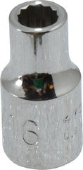 Proto - 3/16", 1/4" Drive, Standard Hand Socket - 12 Points, 7/8" OAL, Chrome Vanadium, Chrome Finish - Exact Tooling