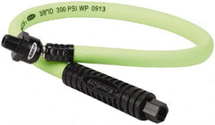 Legacy - 3/8" ID x 0.61" OD 2' Long Lead-In Whip Hose - FNPT x MNPT Ball Swivel Ends, 300 Working psi, 140°, 1/4" Fitting, Green - Exact Tooling