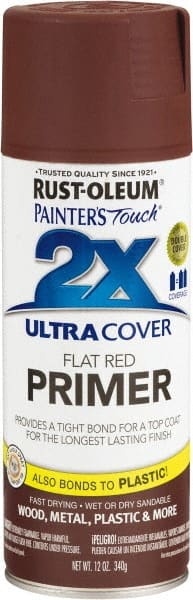 Rust-Oleum - 12 oz Red Aerosol Primer - 10 to 12 Sq Ft Coverage, Interior/Exterior - Exact Tooling