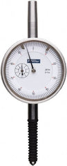 Fowler - 1" Range, 0-100 Dial Reading, 0.001" Graduation Dial Drop Indicator - 2-1/4" Dial, 0.1" Range per Revolution, 0.001" Accuracy, Revolution Counter - Exact Tooling