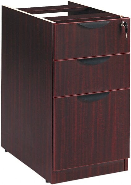 ALERA - 15-5/8" Wide x 28-1/2" High x 28-1/2" Deep, 3 Drawer Full Pedestal - Woodgrain Laminate, Mahogany - Exact Tooling