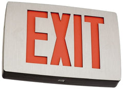 Lithonia Lighting - 1 Face, 1 Watt, Black, Aluminum, LED, Illuminated Exit Sign - 120/277 VAC, Nickel Cadmium, Universal Mounted, 11-3/4 Inch Long x 2 Inch Wide x 8-1/4 Inch High - Exact Tooling