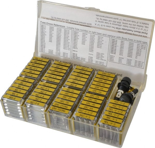 Cooper Bussmann - H, K Class, 20 Amp, Fuse Service Kit - Includes 2 Fuse Clips, 270 Assorted Fuses, 3 Fuse Holders, Fuse Block - Exact Tooling