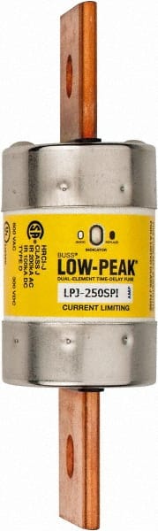 Cooper Bussmann - 300 VDC, 600 VAC, 250 Amp, Time Delay General Purpose Fuse - Bolt-on Mount, 7-1/8" OAL, 100 at DC, 300 at AC (RMS) kA Rating, 2" Diam - Exact Tooling