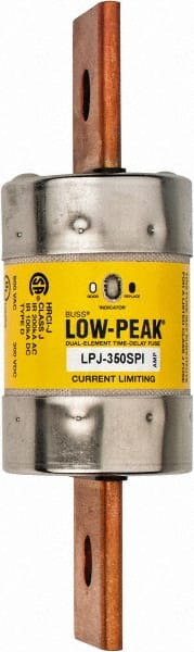 Cooper Bussmann - 300 VDC, 600 VAC, 350 Amp, Time Delay General Purpose Fuse - Bolt-on Mount, 7-1/8" OAL, 100 at DC, 300 at AC (RMS) kA Rating, 2" Diam - Exact Tooling