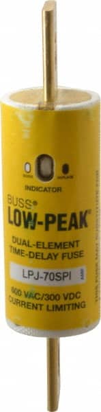 Cooper Bussmann - 300 VDC, 600 VAC, 70 Amp, Time Delay General Purpose Fuse - Bolt-on Mount, 4-5/8" OAL, 100 at DC, 300 at AC (RMS) kA Rating, 1-1/8" Diam - Exact Tooling