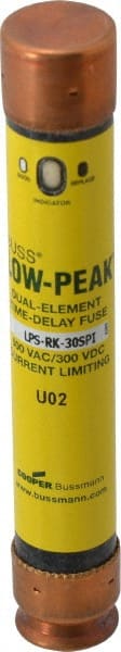 Cooper Bussmann - 300 VDC, 600 VAC, 30 Amp, Time Delay General Purpose Fuse - Fuse Holder Mount, 127mm OAL, 100 at DC, 300 at AC (RMS) kA Rating, 13/16" Diam - Exact Tooling