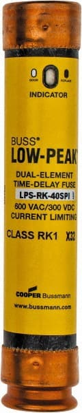 Cooper Bussmann - 300 VDC, 600 VAC, 40 Amp, Time Delay General Purpose Fuse - Fuse Holder Mount, 5-1/2" OAL, 100 at DC, 300 at AC (RMS) kA Rating, 27mm Diam - Exact Tooling
